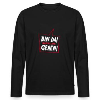 Suis-là! Set aller, les animaux de fête, drôle, humour - T-shirt manches longues Premium bio Homme - noir - Devant - Nico (187cm)