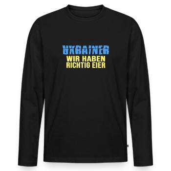 UKRAINE "Oster spezial" Helden Ukrainischen Front - Männer Premium Bio Langarmshirt - Schwarz - Vorne - Nico (187cm)