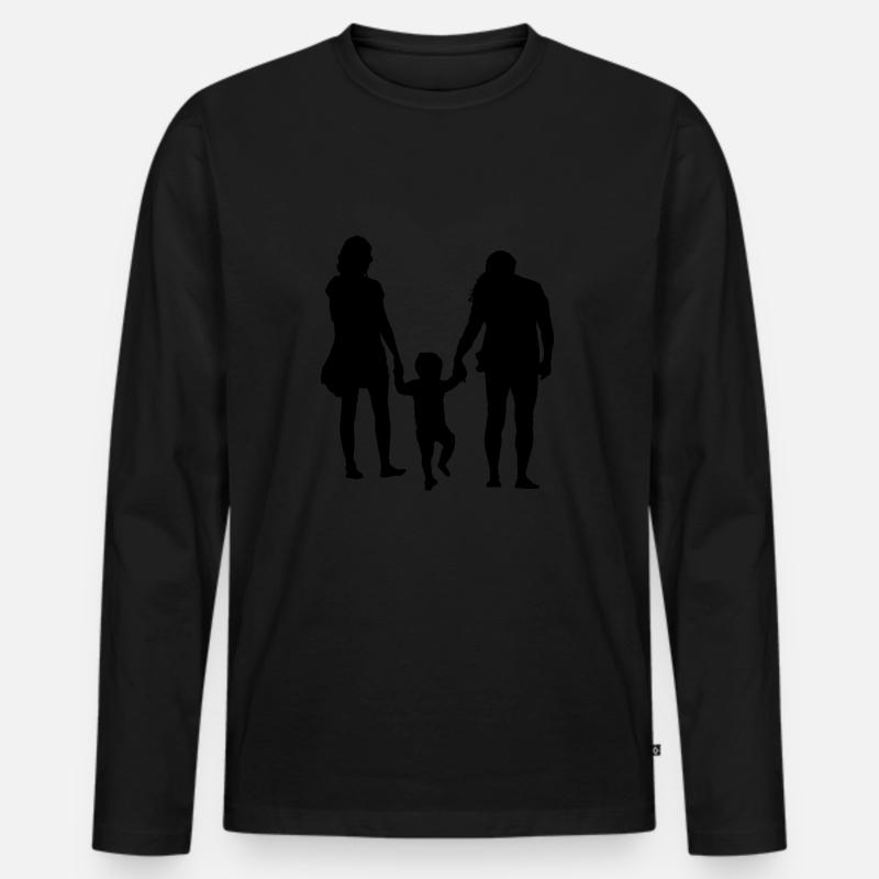 Eltern mit Kind - Männer Premium Bio Langarmshirt - Schwarz