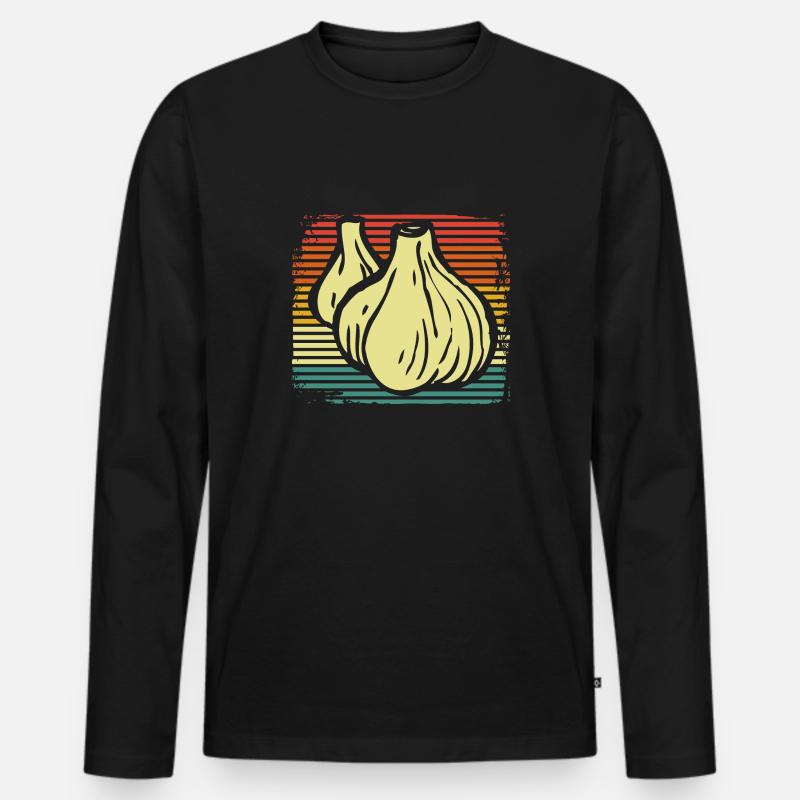 Knoblauch - Männer Premium Bio Langarmshirt - Schwarz