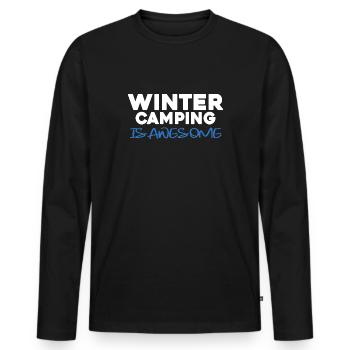Winter camping is awesome winter camper - Men's Premium Organic Long Sleeve Shirt - black - Front - Nico (187cm)