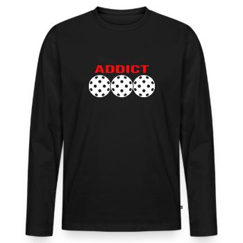 Floorball Unihockey FLOORBALL-addict Floorballer - Männer Premium Bio Langarmshirt - Schwarz - Vorne - Nico (187cm)