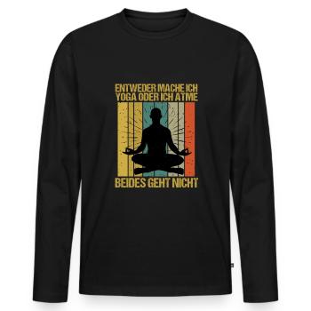 Sprüche Yoga Mann oder atmen Geht nicht - Männer Premium Bio Langarmshirt - Schwarz - Vorne - Nico (187cm)