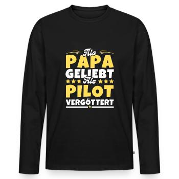 Als Papa geliebt, als Pilot vergöttert - Männer Premium Bio Langarmshirt - Schwarz - Vorne - Nico (187cm)