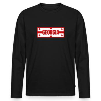Conception du drapeau géorgien - T-shirt manches longues Premium bio Homme - noir - Devant - Nico (187cm)