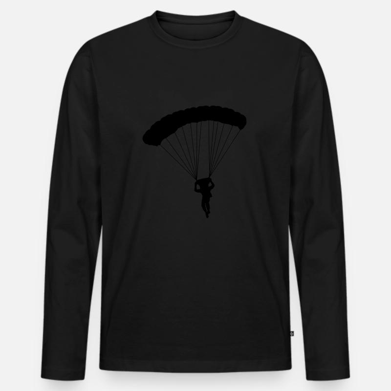 Fallschirmspringer - Männer Premium Bio Langarmshirt - Schwarz