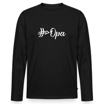 Opa # Hashtag Rautenpfeil - Männer Premium Bio Langarmshirt - Schwarz - Vorne - Nico (187cm)