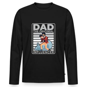 Dad: The original influencer - Men's Premium Organic Long Sleeve Shirt - black - Front - Nico (187cm)