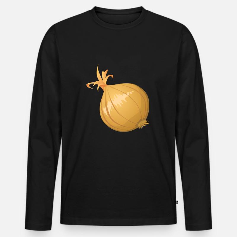 Zwiebel - Männer Premium Bio Langarmshirt - Schwarz