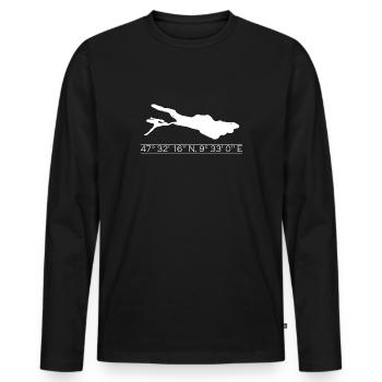 Lake Constance | Coordinates | white - Men's Premium Organic Long Sleeve Shirt - black - Front - Nico (187cm)