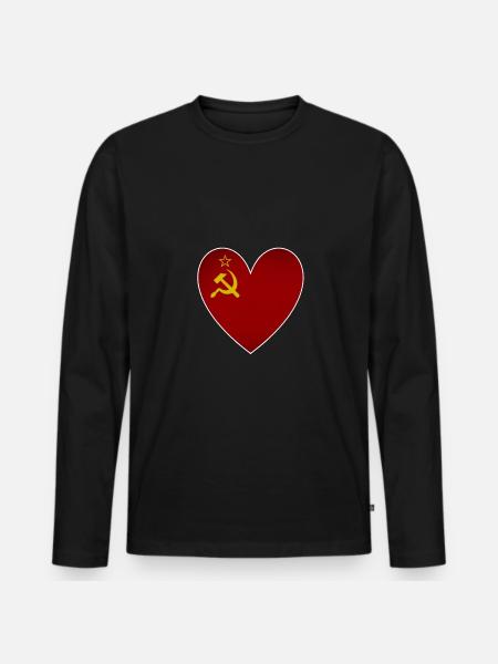 Soviet Union Flag Heart Russia - Men's Premium Organic Long Sleeve Shirt - black