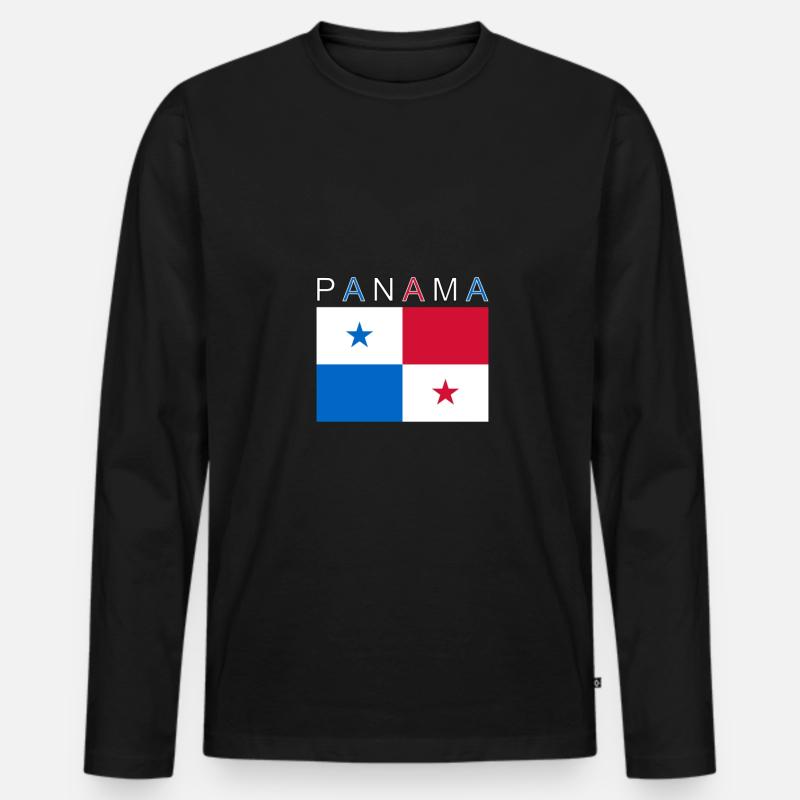 Panama Flagge - Männer Premium Bio Langarmshirt - Schwarz