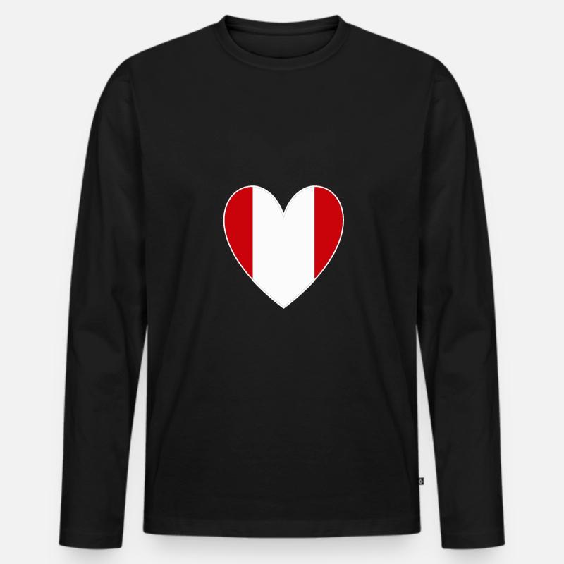 Peru Herz - Männer Premium Bio Langarmshirt - Schwarz