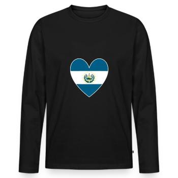 El Salvador Heart Central America - Men's Premium Organic Long Sleeve Shirt - black - Front - Nico (187cm)