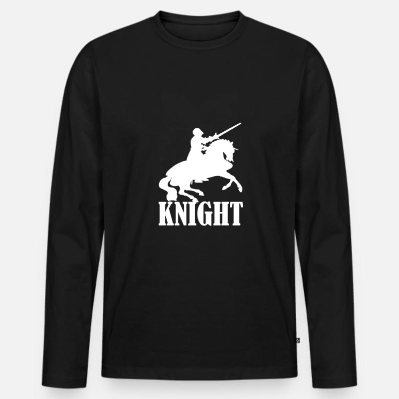 Knight Ritter Mittelalter - Männer Premium Bio Langarmshirt - Schwarz