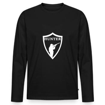 Hunter Badge Hunter Hunting Hobby Leisure - Men's Premium Organic Long Sleeve Shirt - black - Front - Nico (187cm)