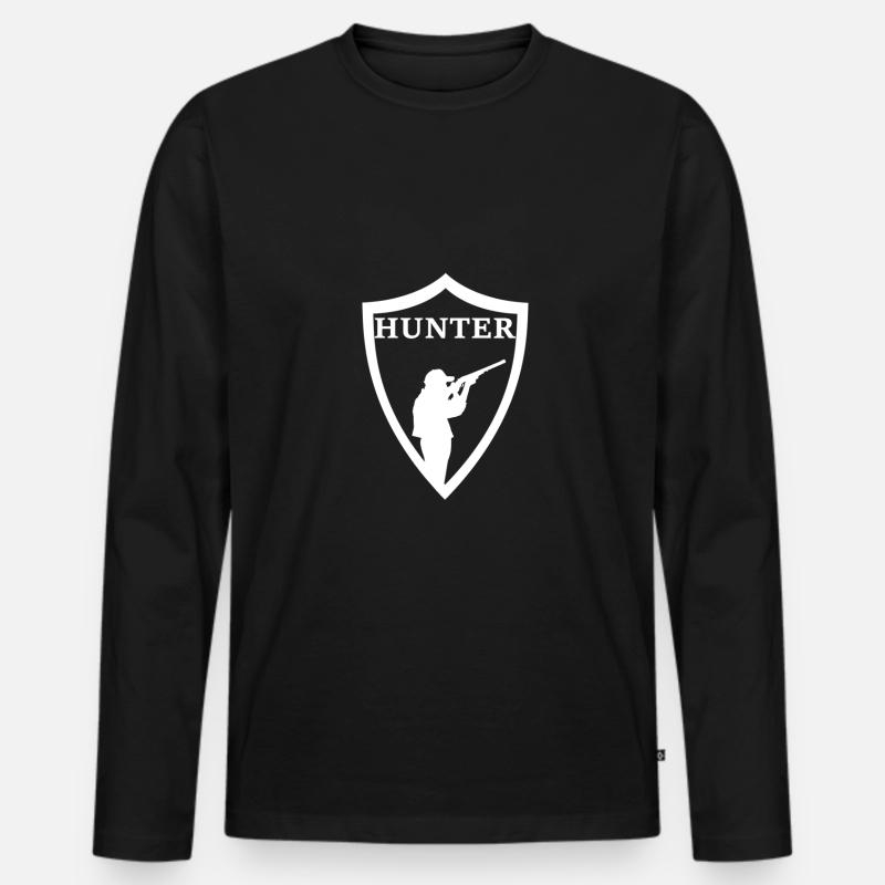 Hunter Abzeichen Jäger Jagd Hobby Freizeit - Männer Premium Bio Langarmshirt - Schwarz