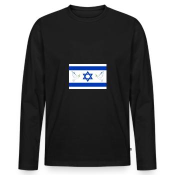 Israel Flag Dove of Peace Peace Middle East - Men's Premium Organic Long Sleeve Shirt - black - Front - Nico (187cm)