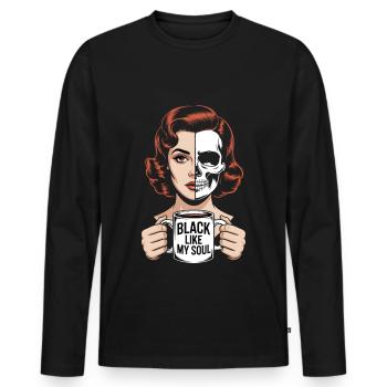 Noir comme mon âme ! Goth Café Emo Girl - T-shirt manches longues Premium bio Homme - noir - Devant - Nico (187cm)