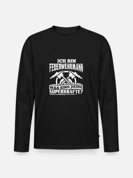 Lustiges Feuerwehrmann Feuerwehr Shirt Ich Bin - Männer Premium Bio Langarmshirt - Schwarz