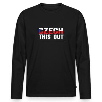 République tchèque Prague « Czech this out » - T-shirt manches longues Premium bio Homme - noir - Devant - Nico (187cm)