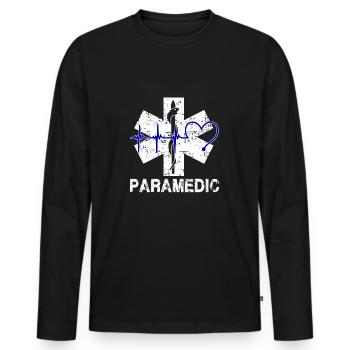 Chemise Paramedic Heartbeat - T-shirt manches longues Premium bio Homme - noir - Devant - Nico (187cm)