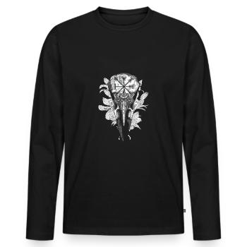 Kompass nordisch - Männer Premium Bio Langarmshirt - Schwarz - Vorne - Nico (187cm)
