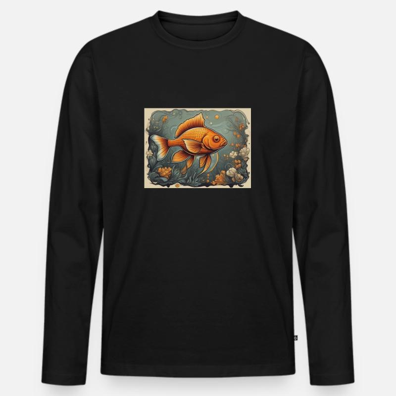 Goldfisch - Männer Premium Bio Langarmshirt - Schwarz