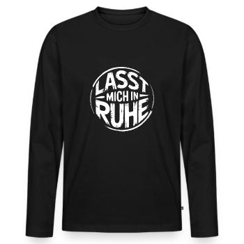 Lasst mir meine Ruhe - einfach in Ruhe lassen - Männer Premium Bio Langarmshirt - Schwarz - Vorne - Nico (187cm)