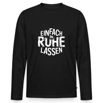 Lasst mir meine Ruhe - einfach in Ruhe lassen - Männer Premium Bio Langarmshirt - Schwarz - Vorne - Nico (187cm)