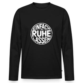 Lasst mir meine Ruhe - einfach in Ruhe lassen - Männer Premium Bio Langarmshirt - Schwarz - Vorne - Nico (187cm)