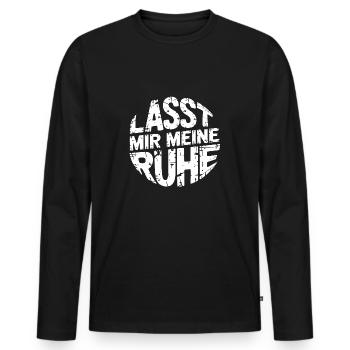 Lasst mir meine Ruhe - einfach in Ruhe lassen - Männer Premium Bio Langarmshirt - Schwarz - Vorne - Nico (187cm)
