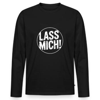 Lasst mir meine Ruhe - nicht stören - Männer Premium Bio Langarmshirt - Schwarz - Vorne - Nico (187cm)
