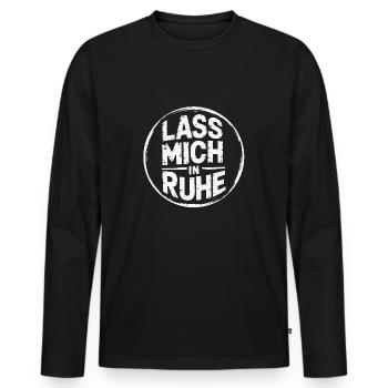 Lasst mir meine Ruhe - nicht stören - Männer Premium Bio Langarmshirt - Schwarz - Vorne - Nico (187cm)