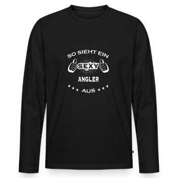Sexy Geburtstag Buero sport ANGLER - Männer Premium Bio Langarmshirt - Schwarz - Vorne - Nico (187cm)