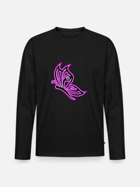Butterfly Pink - Men's Premium Organic Long Sleeve Shirt - black