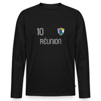 Réunion Football Team - Men's Premium Organic Long Sleeve Shirt - black - Front - Nico (187cm)