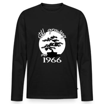 1966 geburtstag bonsai-baum "still growing" nebari - Männer Premium Bio Langarmshirt - Schwarz - Vorne - Nico (187cm)