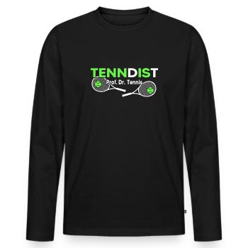 Tennis Matchball Tennisschläger "dr.tennis match" - Männer Premium Bio Langarmshirt - Schwarz - Vorne - Nico (187cm)