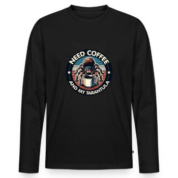 Brauche nur Kaffee und meine Vogelspinne - Männer Premium Bio Langarmshirt - Schwarz - Vorne - Nico (187cm)