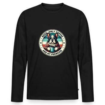 J’ai juste besoin de café et de mon Frenchie - T-shirt manches longues Premium bio Homme - noir - Devant - Nico (187cm)