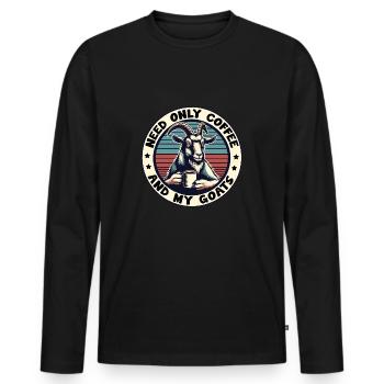 Brauche nur Kaffee und meine Ziegen - Männer Premium Bio Langarmshirt - Schwarz - Vorne - Nico (187cm)