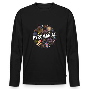 Pyrotechnie Feu d’artifice Feu d’artifice Nouvel An - T-shirt manches longues Premium bio Homme - noir - Devant - Nico (187cm)