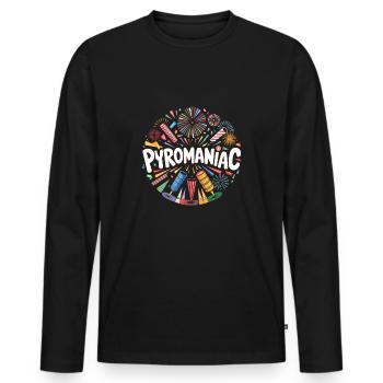 Pyrotechnie Feu d’artifice Feu d’artifice Nouvel An - T-shirt manches longues Premium bio Homme - noir - Devant - Nico (187cm)