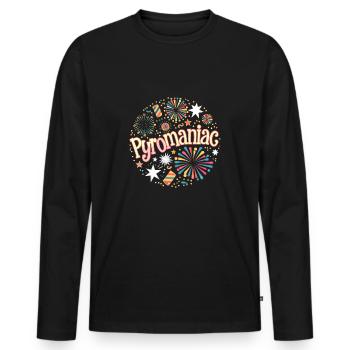 Pyrotechnie Feu d’artifice Feu d’artifice Nouvel An - T-shirt manches longues Premium bio Homme - noir - Devant - Nico (187cm)