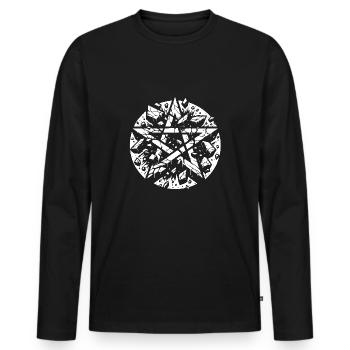 Pentagramme déchiré signe occulte - T-shirt manches longues Premium bio Homme - noir - Devant - Nico (187cm)