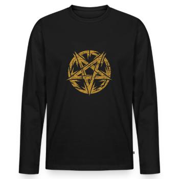 Pentagramme déchiré signe occulte - T-shirt manches longues Premium bio Homme - noir - Devant - Nico (187cm)