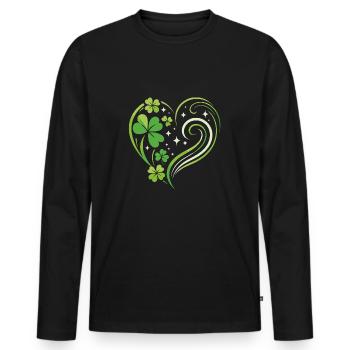 Cœur de légumes verts avec trèfle - T-shirt manches longues Premium bio Homme - noir - Devant - Nico (187cm)