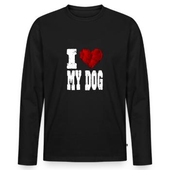 i love my dog - Men's Premium Organic Long Sleeve Shirt - black - Front - Nico (187cm)