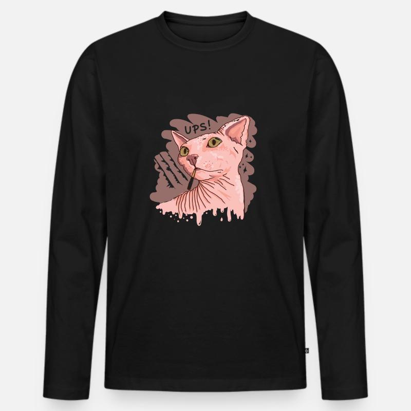 Sphynx Katze mit Zigarette - Männer Premium Bio Langarmshirt - Schwarz